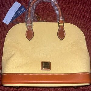 Dooney & Bourke Yellow Pebbled Domed Satchel Purse w/ Detachable Strap NWT